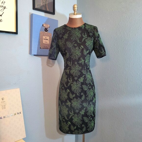 Tory Burch Blue Lace Applique Fishnet Sheath Dress - Picture 4 of 17